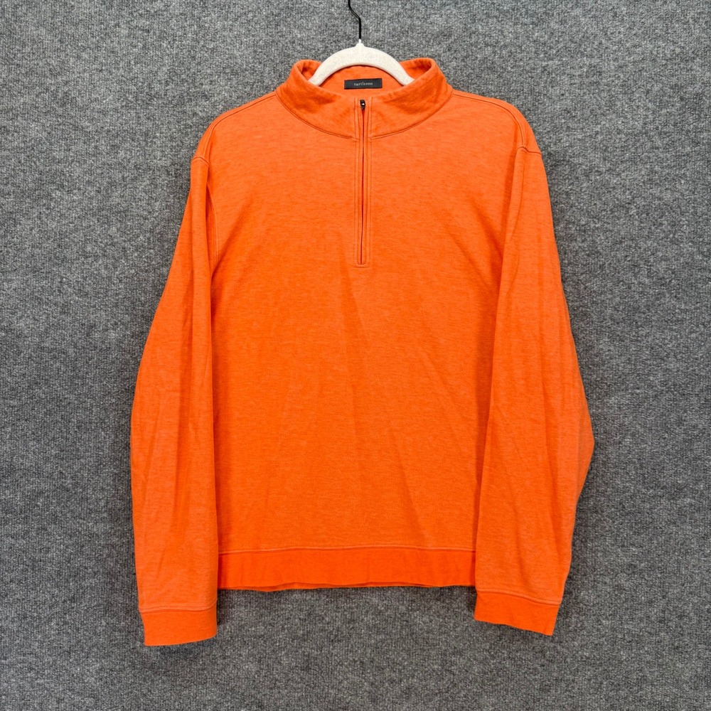 Turtleson 1/4 Zip Pullover‎ Shirt Mens Large Orange Heathered Knit Golf Sweater